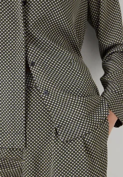 hush Shirts & Blouses|Revere Collar Long Sleeve Shirt Green Mini Geo