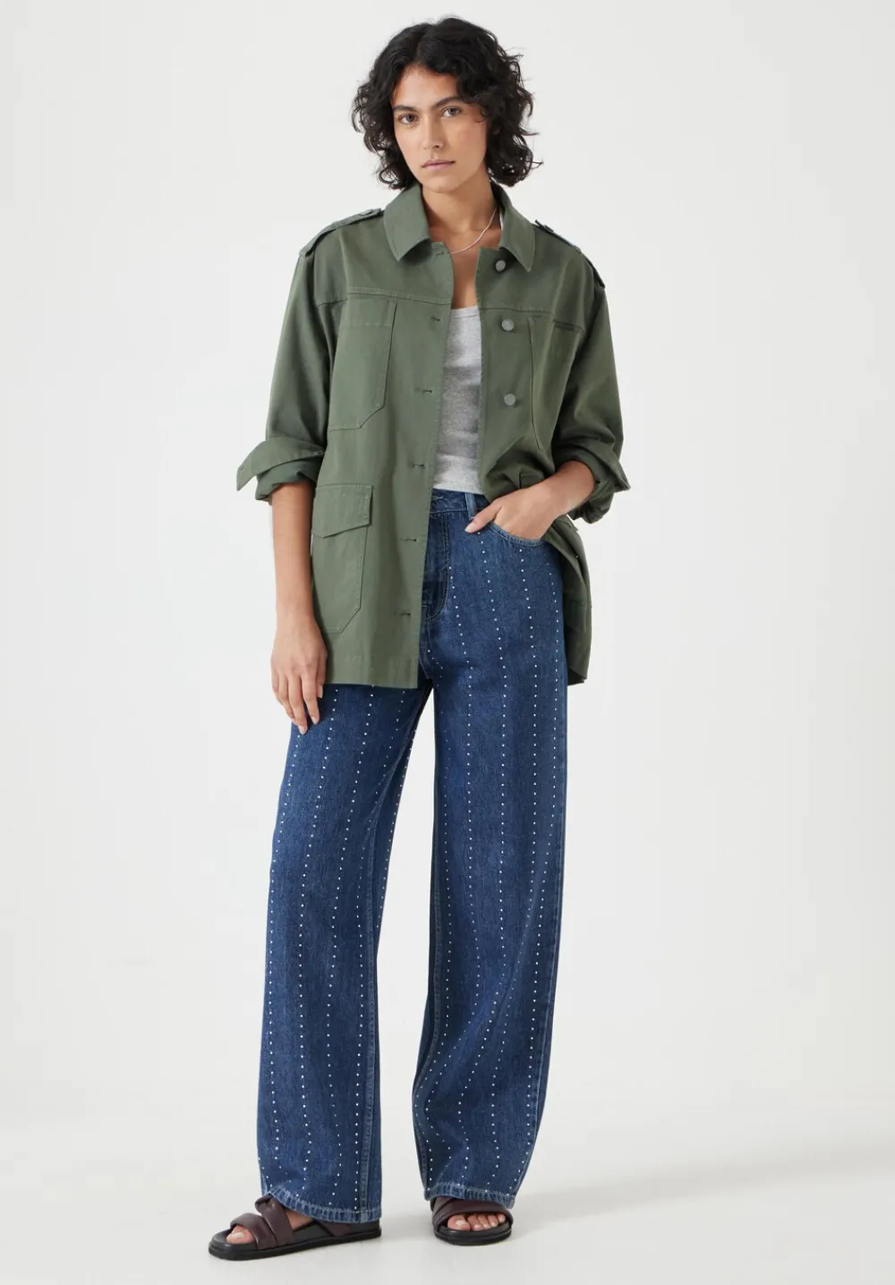 hush Jeans|Rhinestone Stripe Jeans Mid Authentic Wash