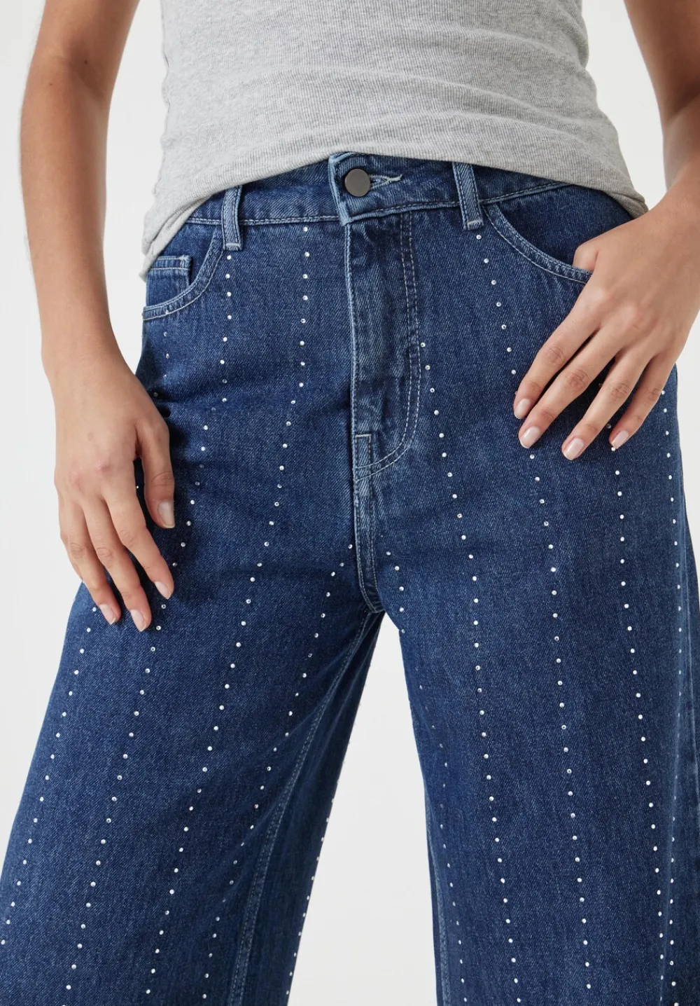 hush Jeans|Rhinestone Stripe Jeans Mid Authentic Wash