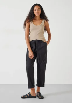 hush Tops & T-Shirts|Ribbed Low Scoop Fitted Vest Latte