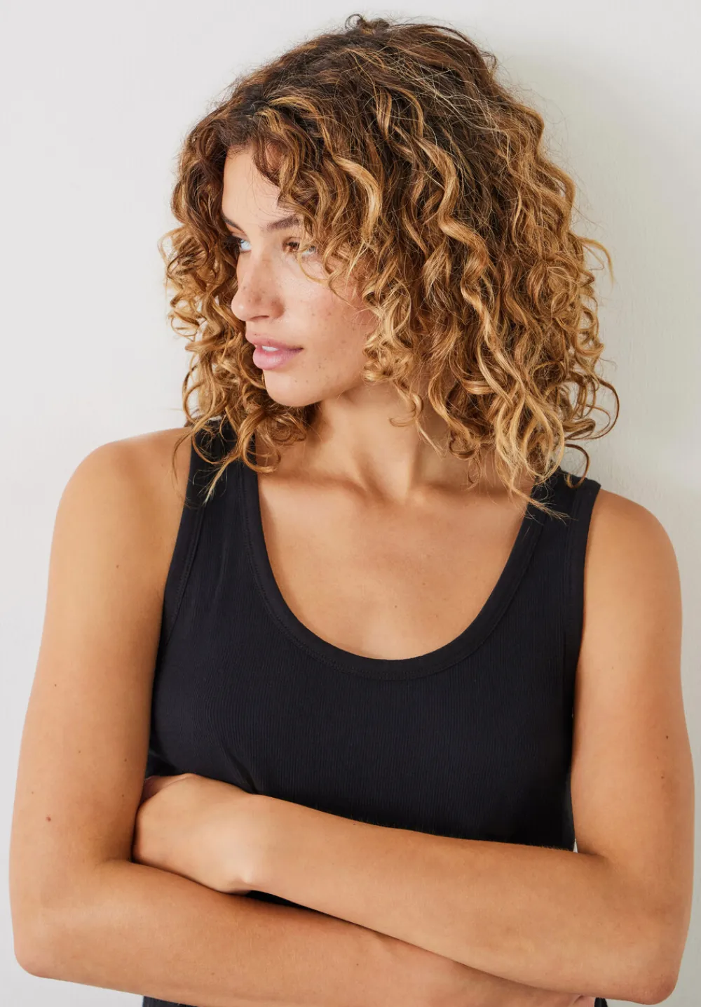 hush Tops & T-Shirts|Ribbed Scoop Vest Black