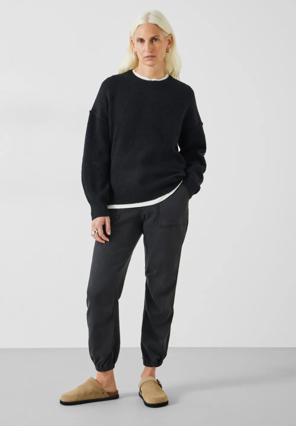 hush Trousers|Riley Washed Cargo Trousers Black