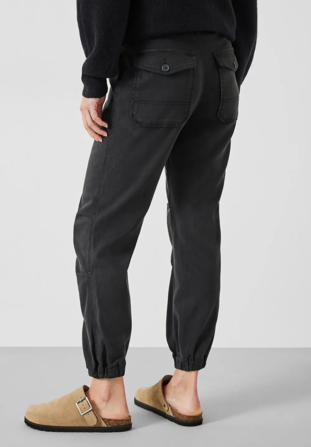 hush Trousers|Riley Washed Cargo Trousers Black