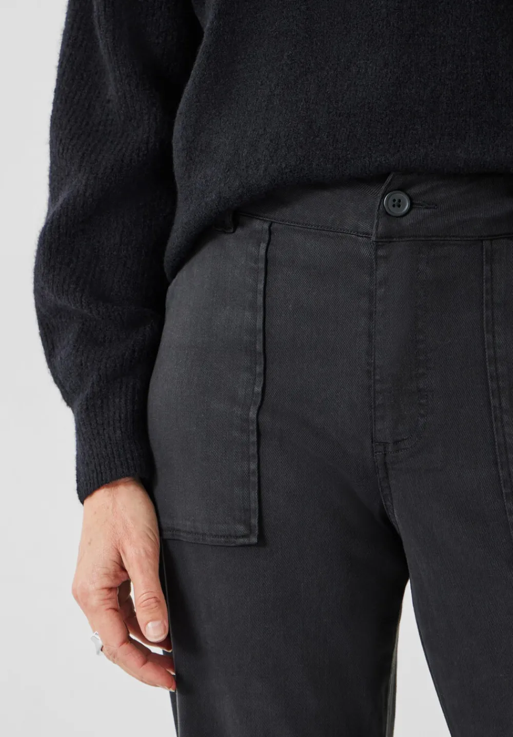 hush Trousers|Riley Washed Cargo Trousers Black