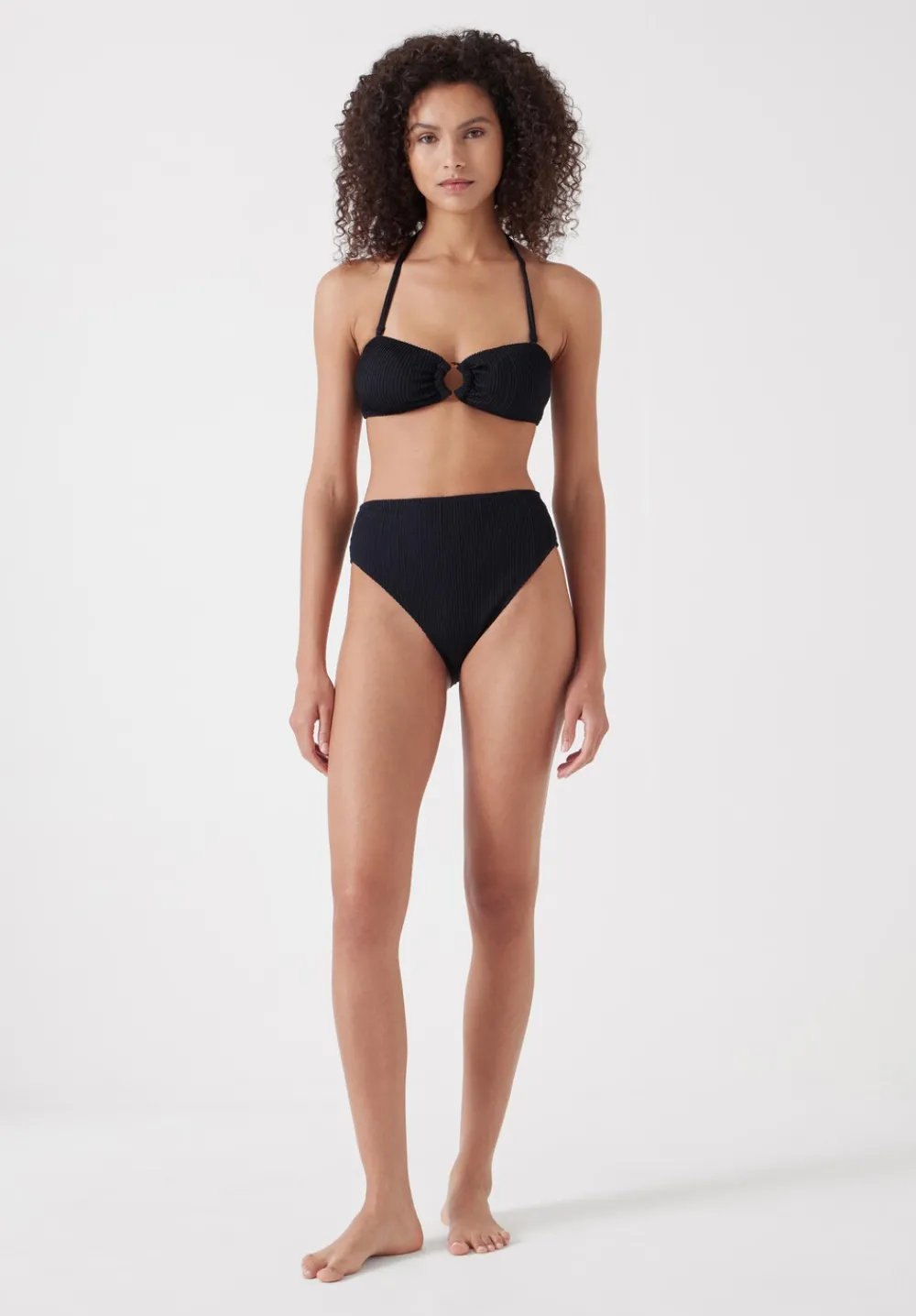 hush Swimwear & Beachwear|Ring Bandeau Crinkle Bikini Top Black
