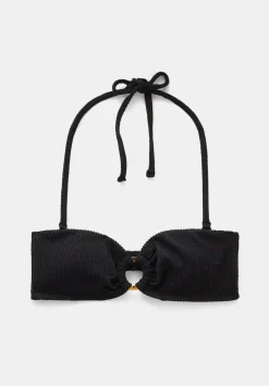 hush Swimwear & Beachwear|Ring Bandeau Crinkle Bikini Top Black