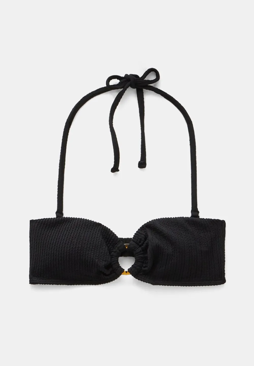 hush Swimwear & Beachwear|Ring Bandeau Crinkle Bikini Top Black