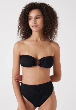 hush Swimwear & Beachwear|Ring Bandeau Crinkle Bikini Top Black