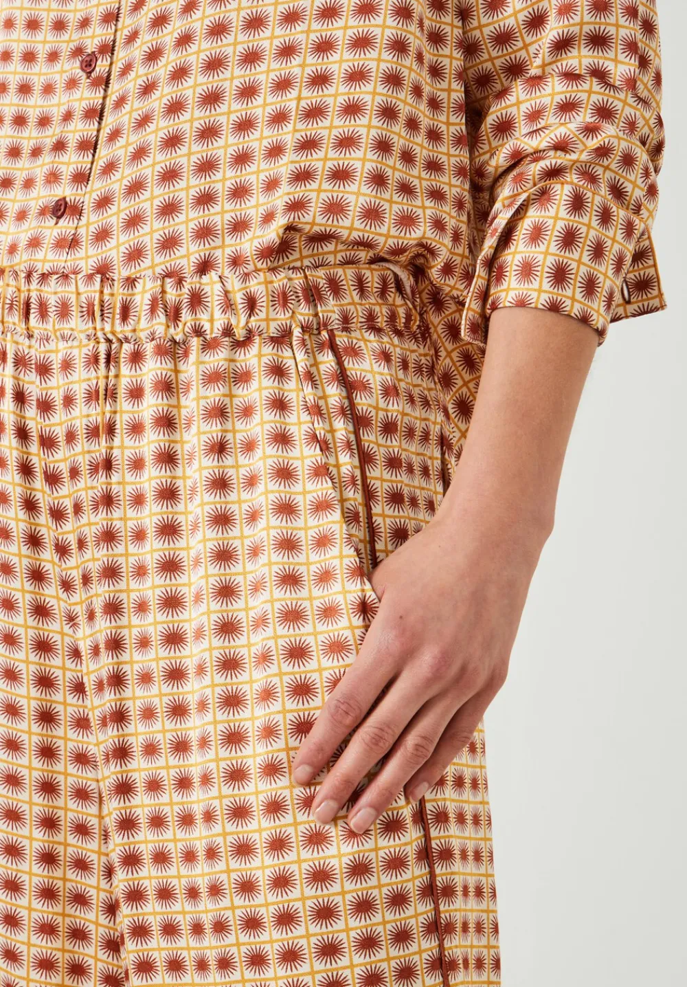 hush Trousers|Rita Printed Wide Leg Trousers Geo Sun