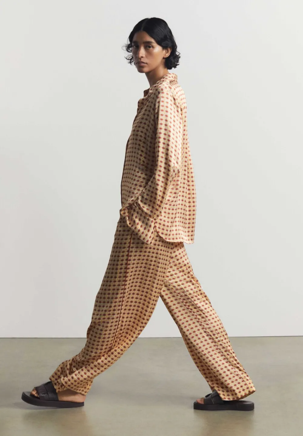 hush Trousers|Rita Printed Wide Leg Trousers Geo Sun