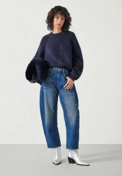 hush Jumpers & Cardigans|River Brushed Boxy Jumper Navy
