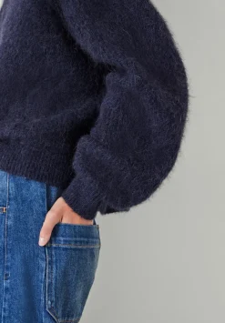 hush Jumpers & Cardigans|River Brushed Boxy Jumper Navy