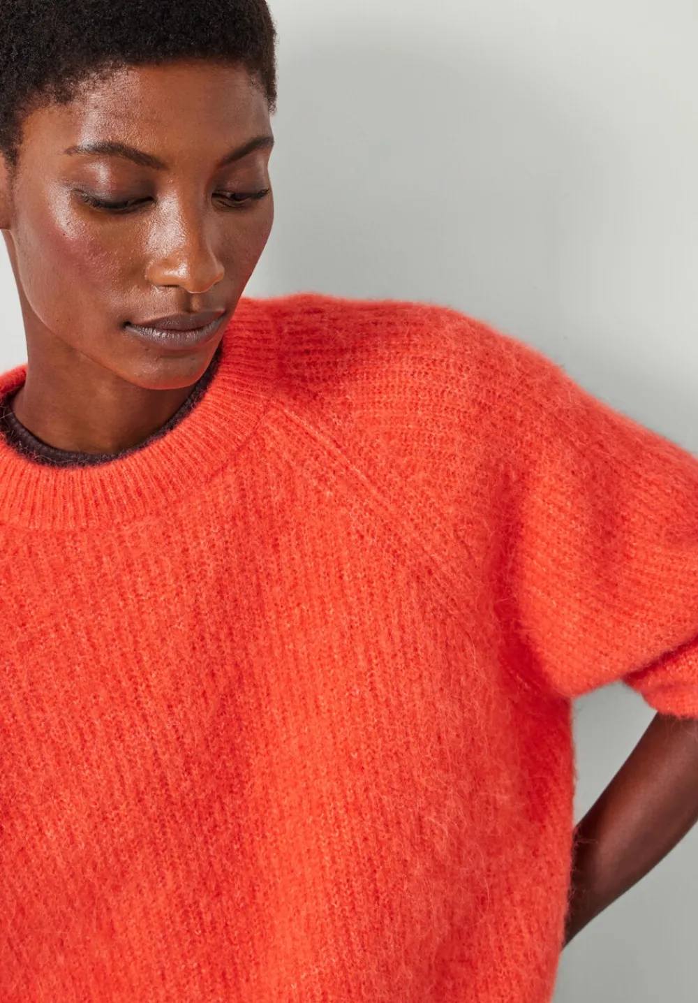 hush Jumpers & Cardigans|River Brushed Boxy Jumper Peach Orange