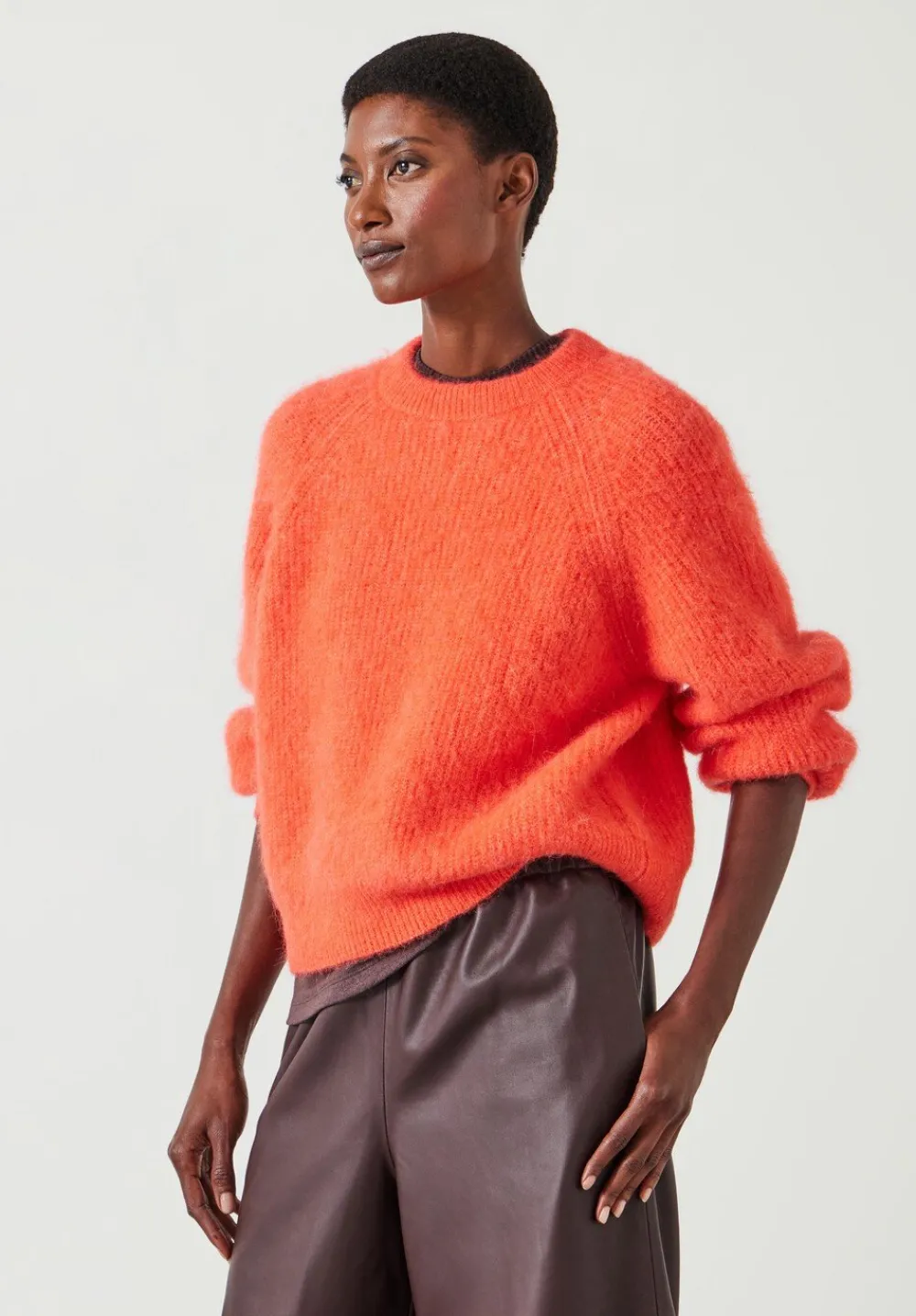 hush Jumpers & Cardigans|River Brushed Boxy Jumper Peach Orange