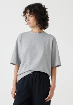hush Tops & T-Shirts|Romina Heavyweight Cotton T-Shirt Grey Marl