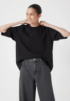 hush Tops & T-Shirts|Romina Heavyweight Cotton T-Shirt Black
