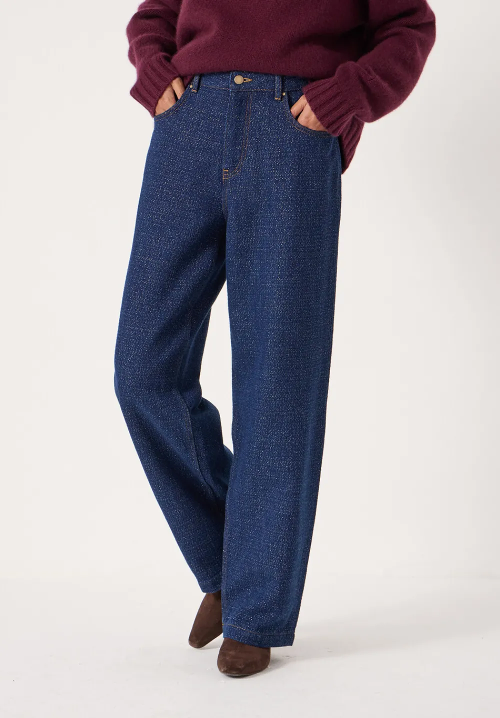 hush Jeans|Romy Wide Leg Lurex Jeans Indigo Gold