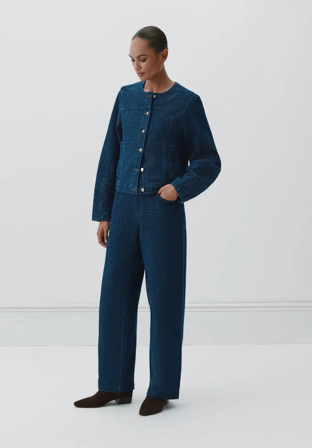 hush Jeans|Romy Wide Leg Lurex Jeans Indigo Gold