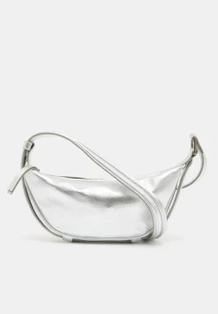 hush Bags|Rory Crescent Leather Crossbody Bag Silver