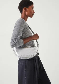 hush Bags|Rory Crescent Leather Crossbody Bag Silver