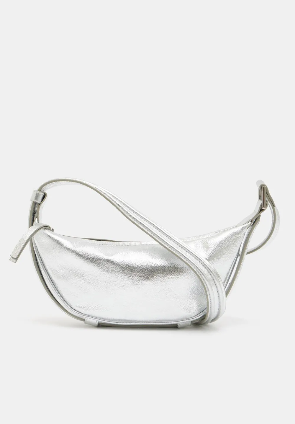 hush Bags|Rory Crescent Leather Crossbody Bag Silver