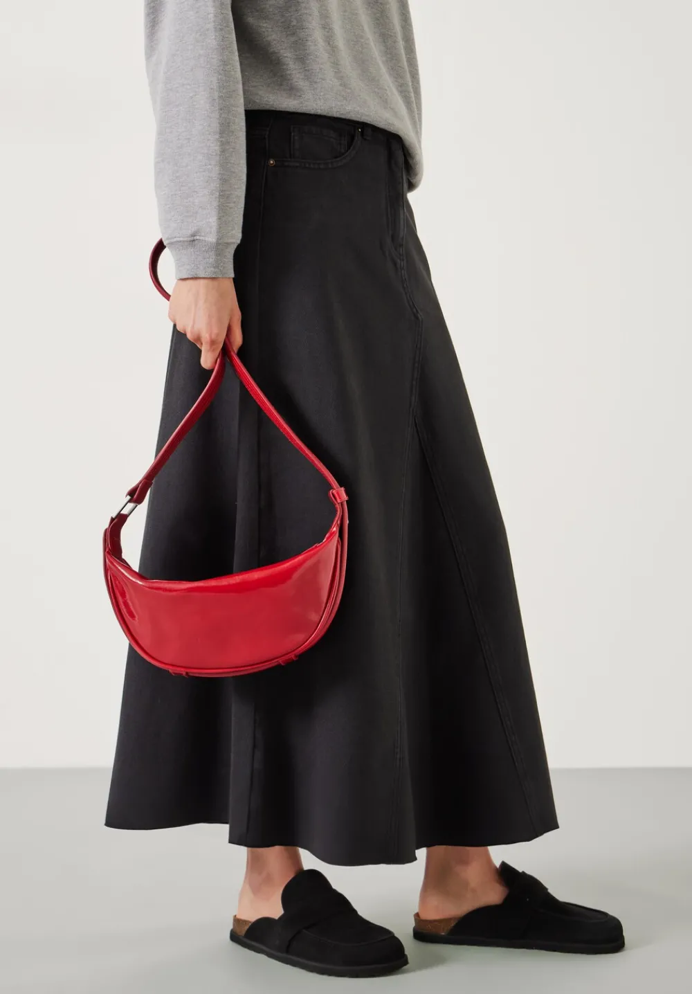 hush Bags|Rory Crescent Leather Crossbody Bag Red