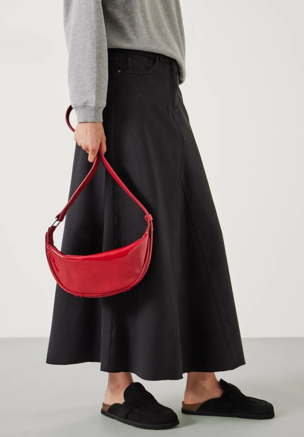 hush Bags|Rory Crescent Leather Crossbody Bag Red
