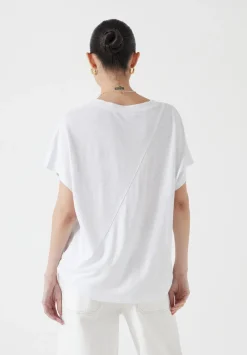 hush Tops & T-Shirts|Rosalia Linen Blend V Neck T-Shirt White
