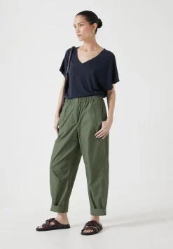 hush Tops & T-Shirts|Rosalia Linen Blend V Neck T-Shirt Dark Navy