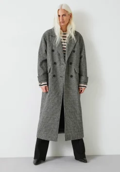 hush Jackets & Coats|Rose Check Double Breasted Wool Blend Coat Black