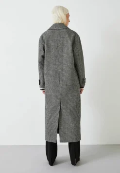 hush Jackets & Coats|Rose Check Double Breasted Wool Blend Coat Black