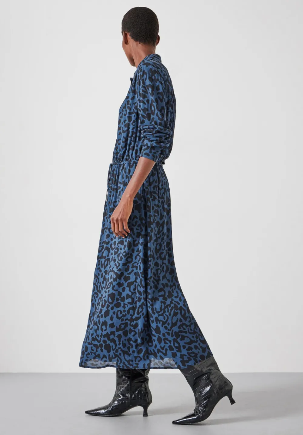 hush Jeans|Dresses|Rosey Leopard Midi Shirt Dress Navy and Black Leopard