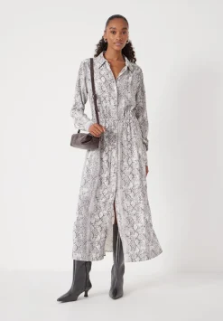 hush Dresses|Rosey Midi Shirt Dress Natural Snake Grey