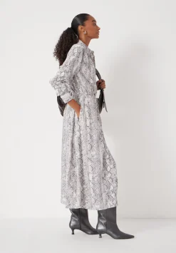 hush Dresses|Rosey Midi Shirt Dress Natural Snake Grey