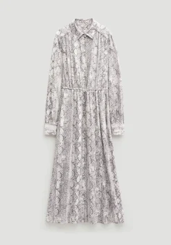 hush Dresses|Rosey Midi Shirt Dress Natural Snake Grey
