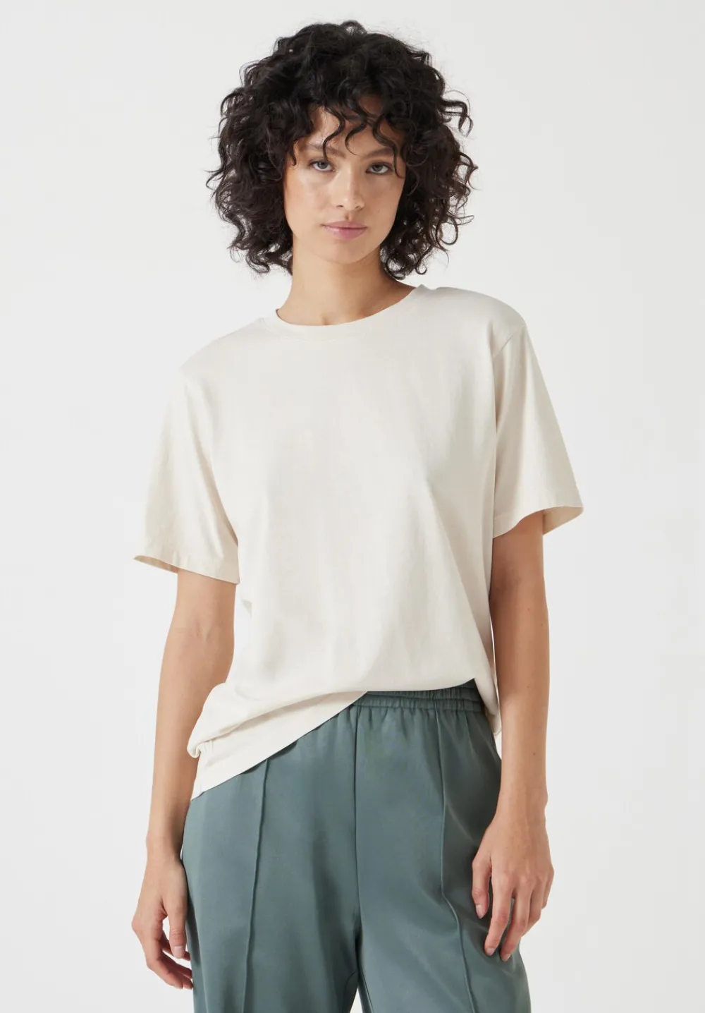 hush Tops & T-Shirts|Rosie Regular Fit Cotton T-Shirt Light Beige