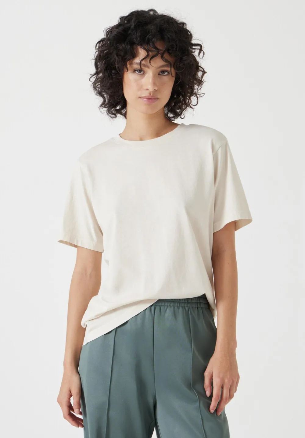 hush Tops & T-Shirts|Rosie Regular Fit Cotton T-Shirt Light Beige