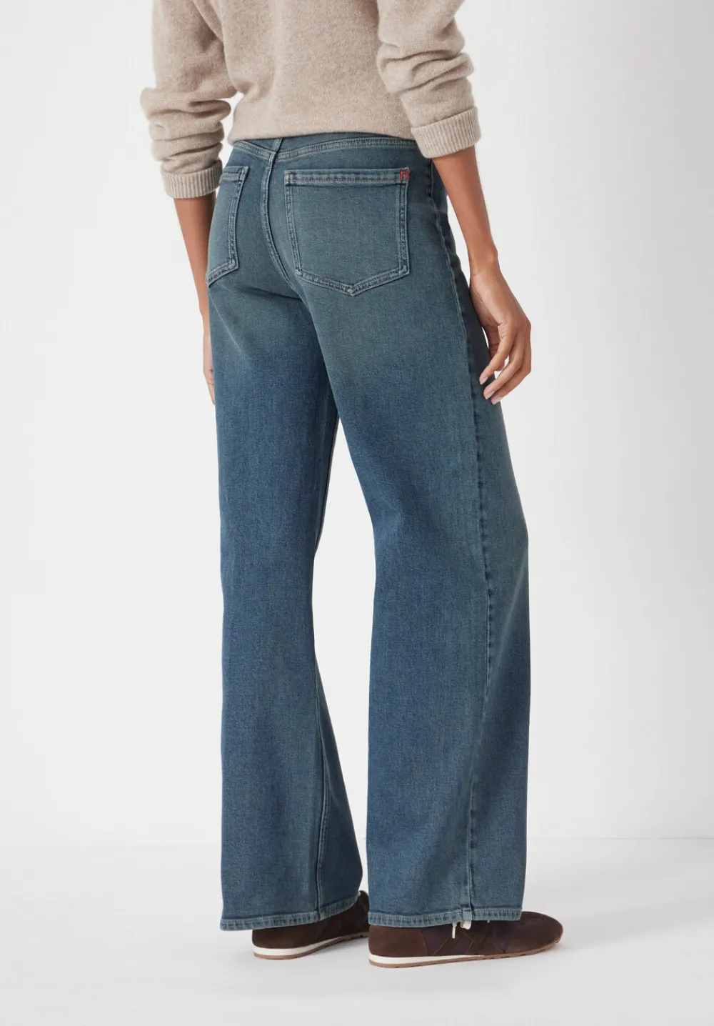 hush Jeans|Rowan Welt Pocket Flared Jeans Green Blue denim