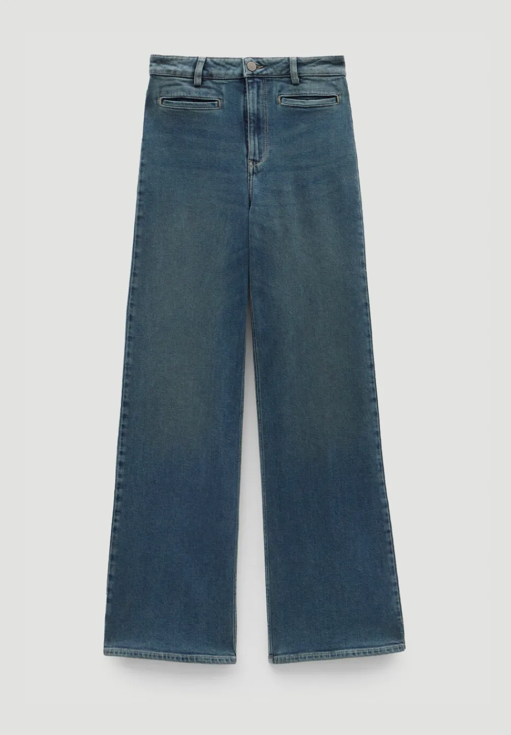 hush Jeans|Rowan Welt Pocket Flared Jeans Green Blue denim