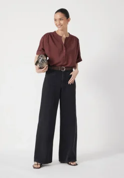 hush Jeans|Rowan Welt Pocket Flared Jeans Washed Black