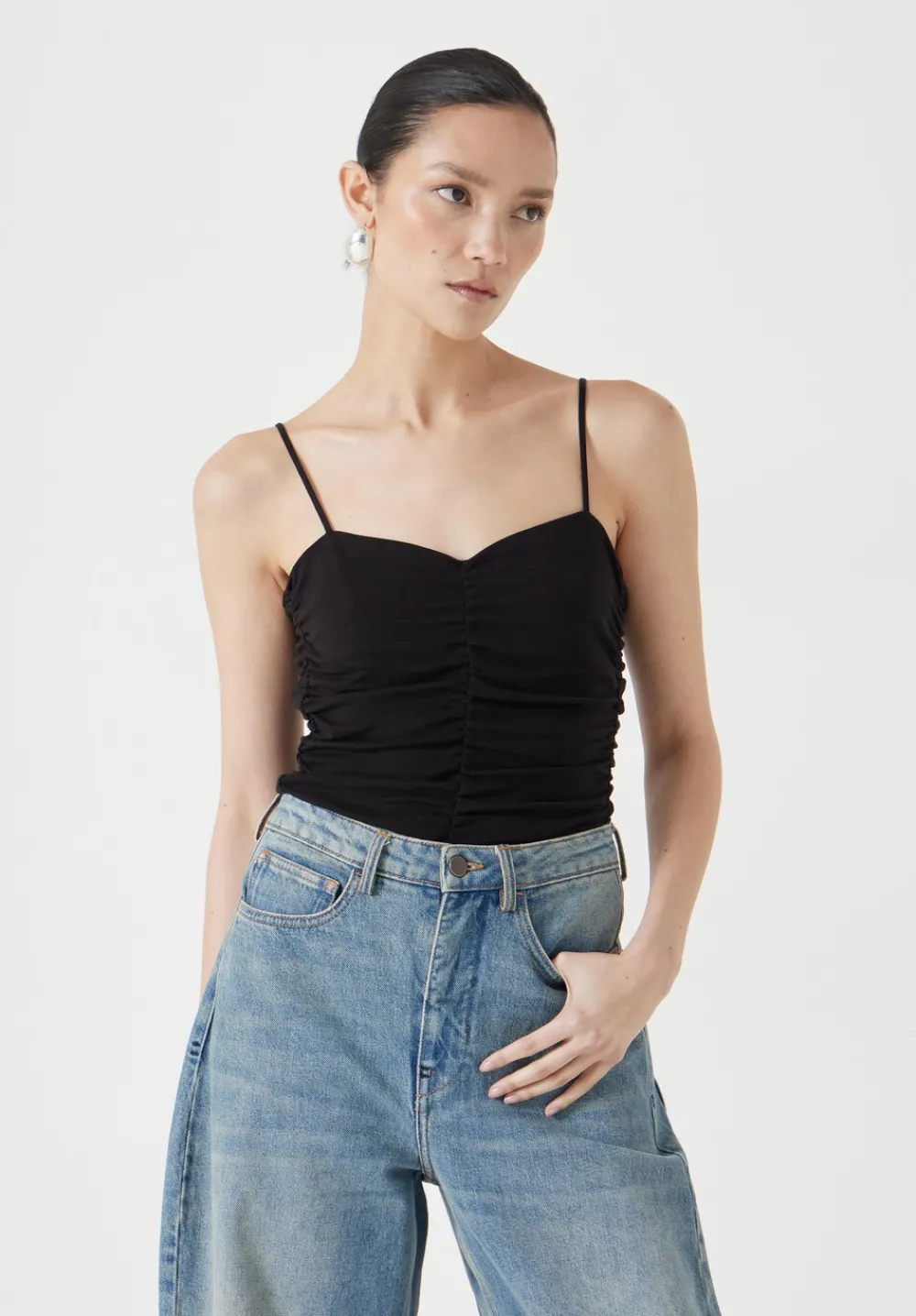 hush Tops & T-Shirts|Ruched Front Cami Black