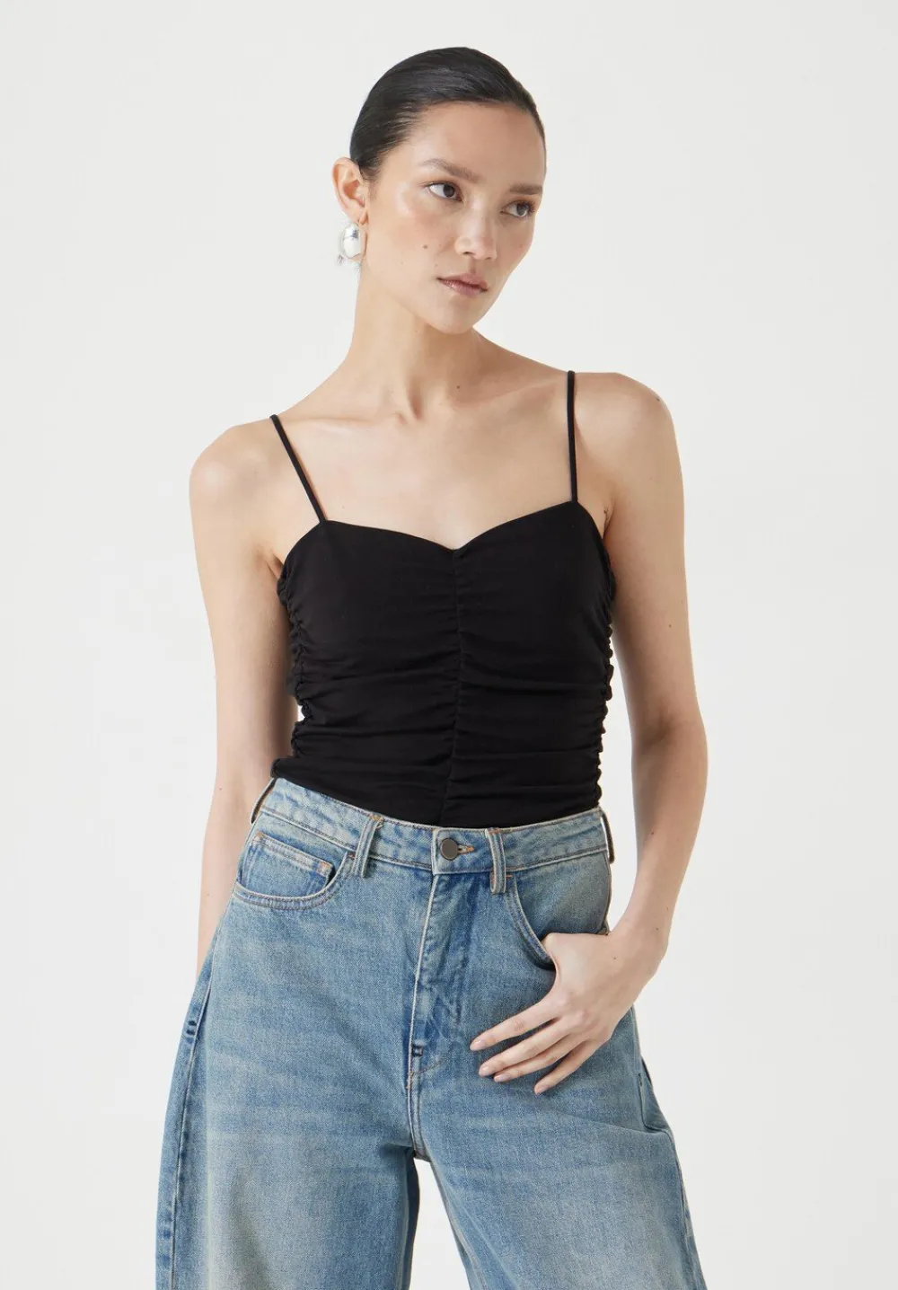 hush Tops & T-Shirts|Ruched Front Cami Black