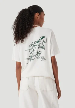 hush Tops & T-Shirts|Running Club Graphic Cotton T-Shirt Off White