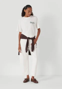 hush Tops & T-Shirts|Running Club Graphic Cotton T-Shirt Off White