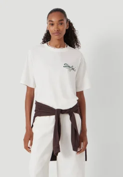 hush Tops & T-Shirts|Running Club Graphic Cotton T-Shirt Off White