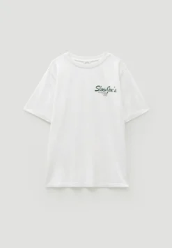 hush Tops & T-Shirts|Running Club Graphic Cotton T-Shirt Off White