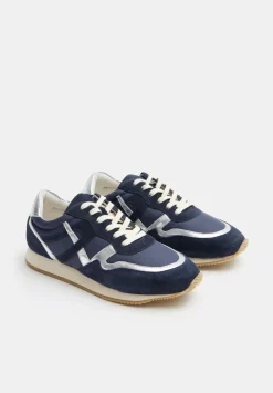 hush Trainers|Rylee Retro Trainer Navy Silver Mix