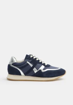 hush Trainers|Rylee Retro Trainer Navy Silver Mix