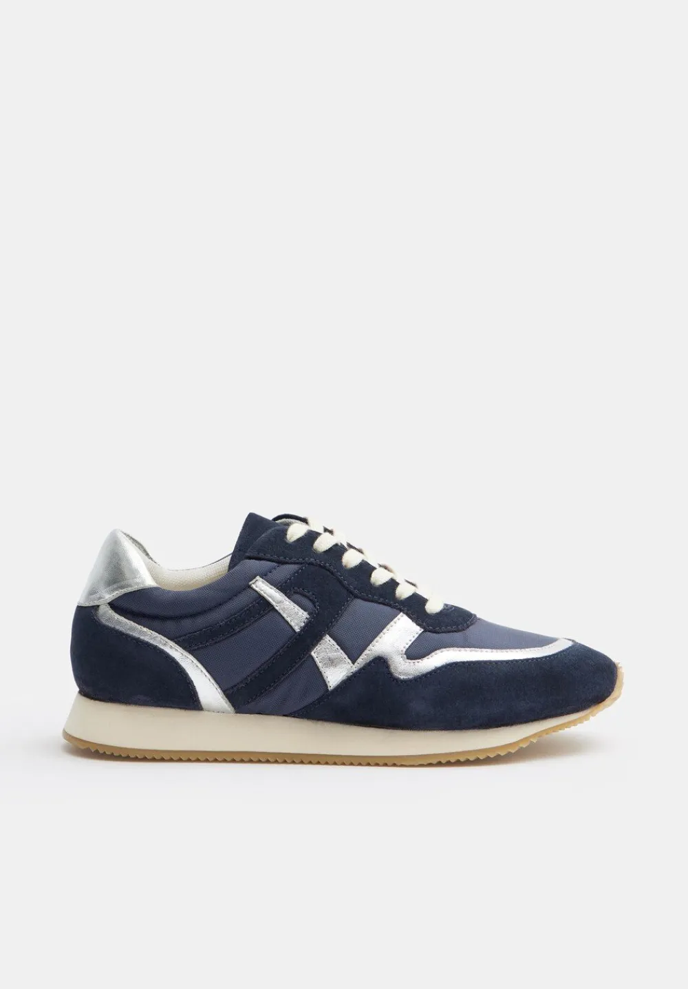 hush Trainers|Rylee Retro Trainer Navy Silver Mix