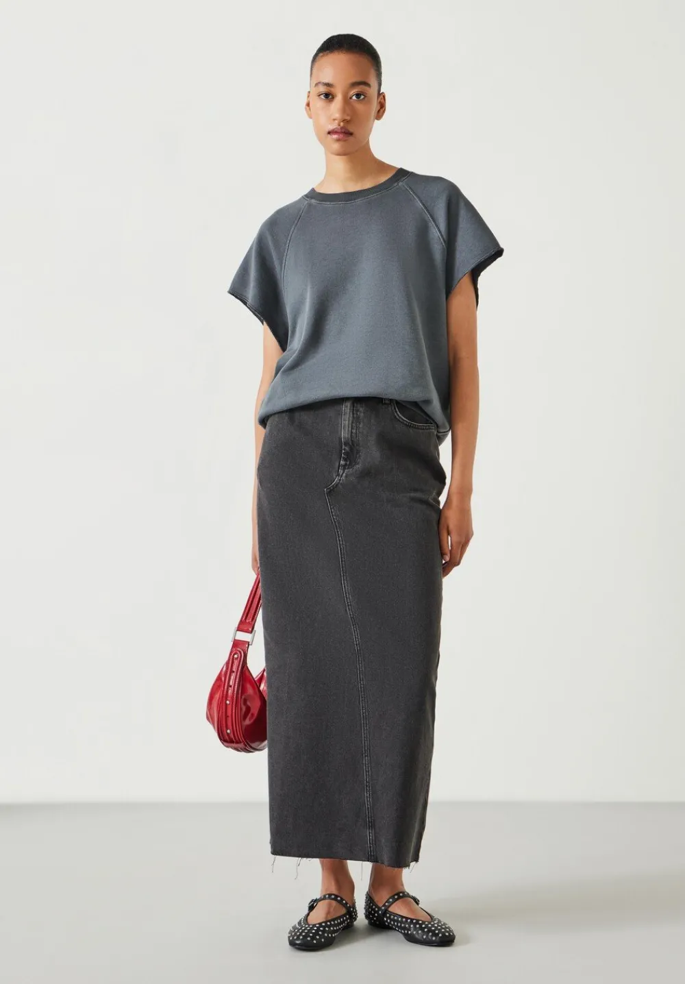 hush Skirts|Rylie Denim Maxi Skirt Washed Black